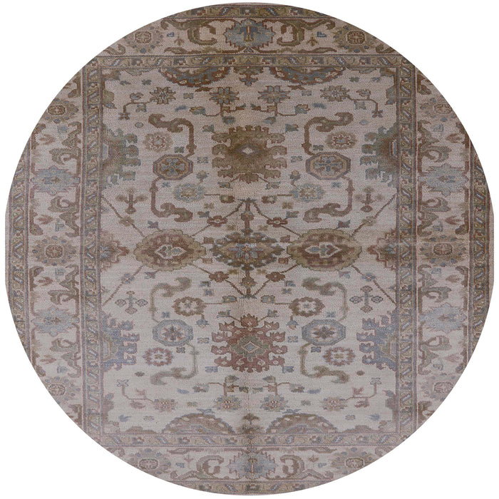 Round Mid-Century Modern Puce Purple Oriental Rug, urb585