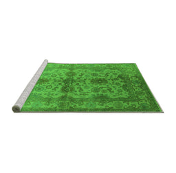 Sideview of Machine Washable Oriental Green Industrial Area Rugs, wshurb585grn