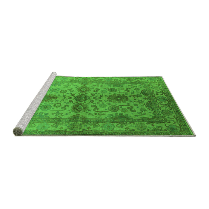 Sideview of Machine Washable Oriental Green Industrial Area Rugs, wshurb585grn