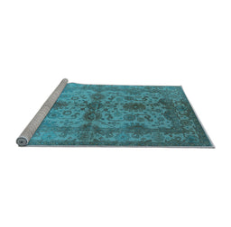 Sideview of Machine Washable Oriental Light Blue Industrial Rug, wshurb585lblu