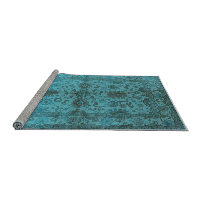 Sideview of Machine Washable Oriental Light Blue Industrial Rug, wshurb585lblu