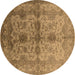 Round Oriental Brown Industrial Rug, urb585brn