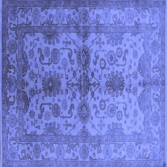 Square Machine Washable Oriental Blue Industrial Rug, wshurb585blu
