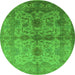 Round Oriental Green Industrial Rug, urb585grn