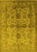 Machine Washable Oriental Yellow Industrial Rug, wshurb585yw