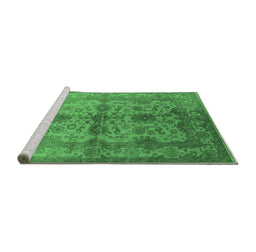 Sideview of Machine Washable Oriental Emerald Green Industrial Area Rugs, wshurb585emgrn