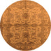 Round Machine Washable Oriental Orange Industrial Area Rugs, wshurb585org