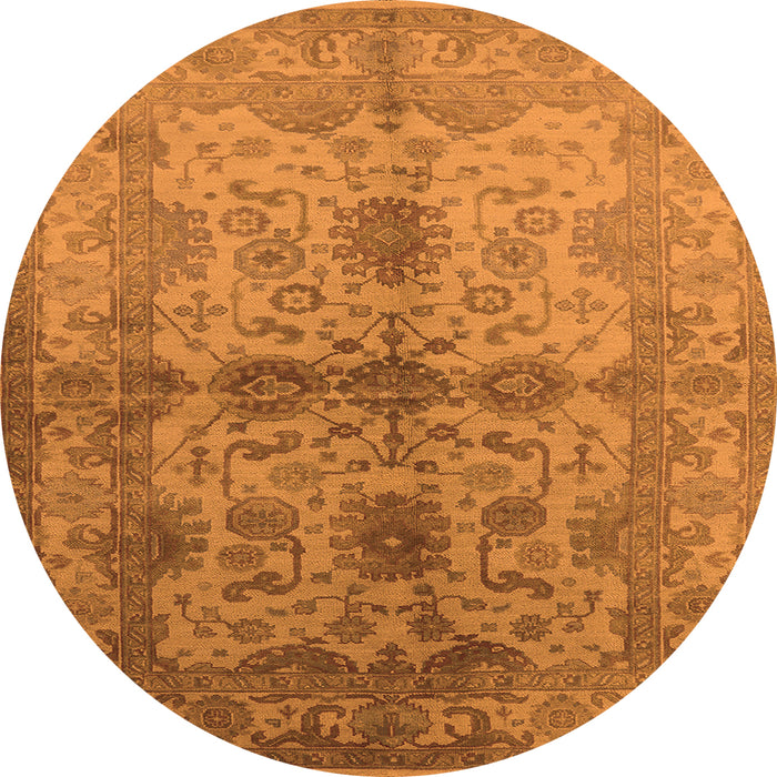 Round Oriental Orange Industrial Rug, urb585org