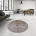 Round Machine Washable Industrial Modern Puce Purple Rug in a Office, wshurb585