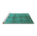 Sideview of Machine Washable Oriental Turquoise Industrial Area Rugs, wshurb585turq