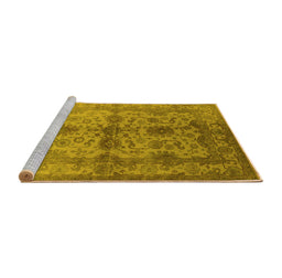 Sideview of Machine Washable Oriental Yellow Industrial Rug, wshurb585yw