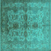 Square Oriental Turquoise Industrial Rug, urb585turq