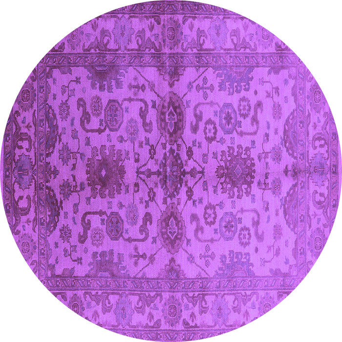 Round Machine Washable Oriental Purple Industrial Area Rugs, wshurb585pur
