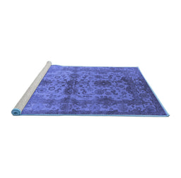 Sideview of Machine Washable Oriental Blue Industrial Rug, wshurb585blu