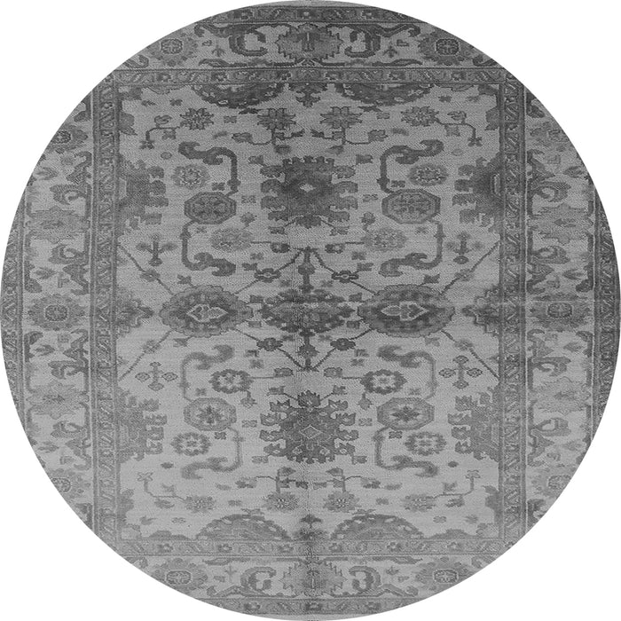 Round Machine Washable Oriental Gray Industrial Rug, wshurb585gry