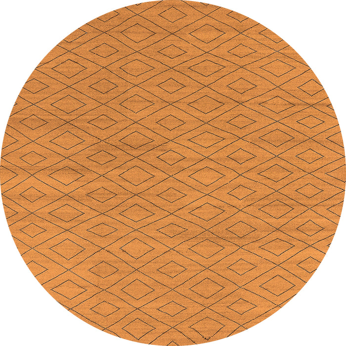 Round Machine Washable Oriental Orange Industrial Area Rugs, wshurb586org