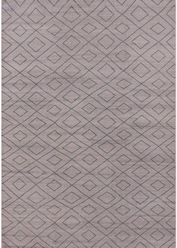 Mid-Century Modern Silver Pink Oriental Rug, urb586