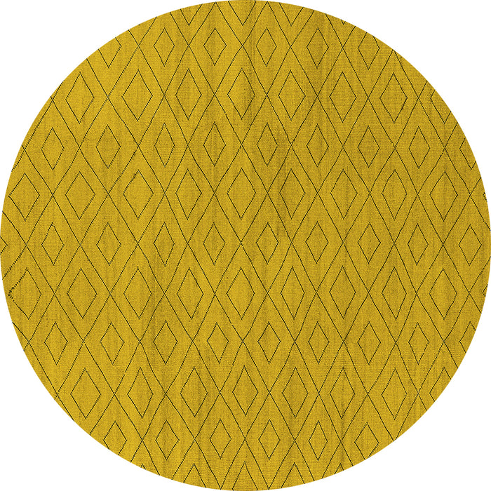 Round Machine Washable Oriental Yellow Industrial Rug, wshurb586yw