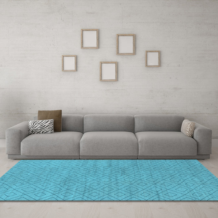 Machine Washable Oriental Light Blue Industrial Rug in a Living Room, wshurb586lblu