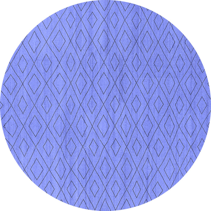 Round Machine Washable Oriental Blue Industrial Rug, wshurb586blu