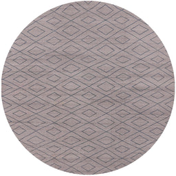 Round Mid-Century Modern Silver Pink Oriental Rug, urb586