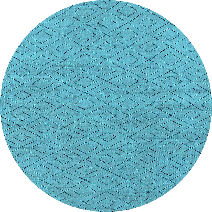 Round Machine Washable Oriental Light Blue Industrial Rug, wshurb586lblu
