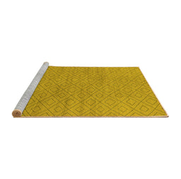 Sideview of Machine Washable Oriental Yellow Industrial Rug, wshurb586yw
