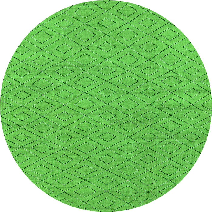 Round Machine Washable Oriental Green Industrial Area Rugs, wshurb586grn
