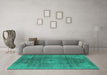 Machine Washable Oriental Turquoise Industrial Area Rugs in a Living Room,, wshurb587turq