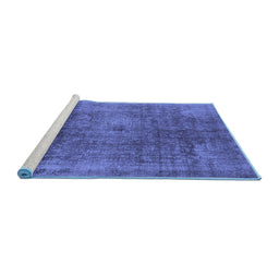 Sideview of Machine Washable Oriental Blue Industrial Rug, wshurb587blu
