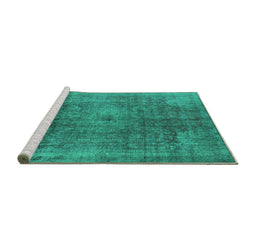 Sideview of Machine Washable Oriental Turquoise Industrial Area Rugs, wshurb587turq