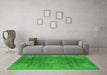 Machine Washable Oriental Green Industrial Area Rugs in a Living Room,, wshurb587grn