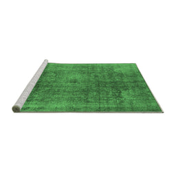 Sideview of Machine Washable Oriental Emerald Green Industrial Area Rugs, wshurb587emgrn