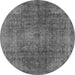 Round Machine Washable Oriental Gray Industrial Rug, wshurb587gry