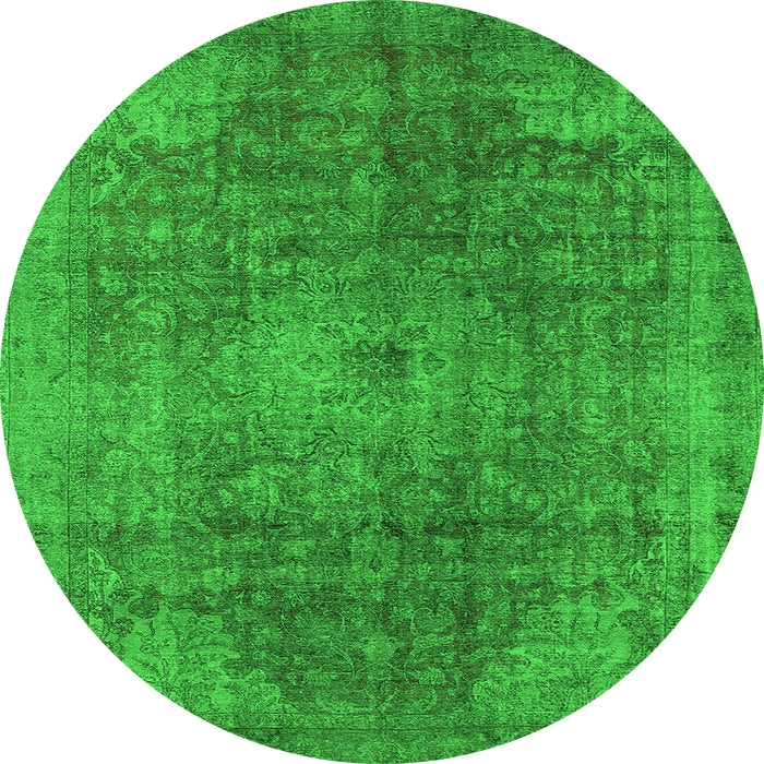 Round Oriental Green Industrial Rug, urb587grn