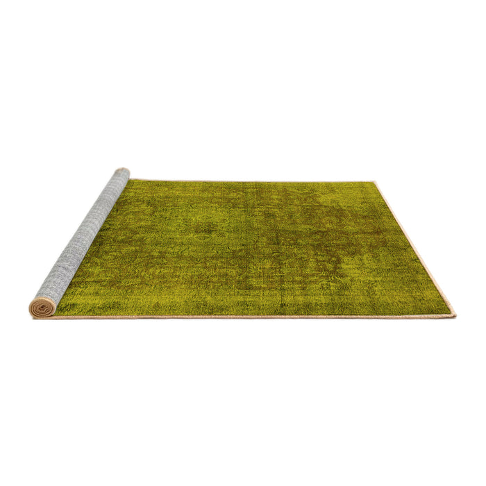 Sideview of Machine Washable Oriental Yellow Industrial Rug, wshurb587yw