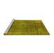 Sideview of Machine Washable Oriental Yellow Industrial Rug, wshurb587yw