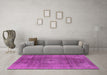 Machine Washable Oriental Pink Industrial Rug in a Living Room, wshurb587pnk