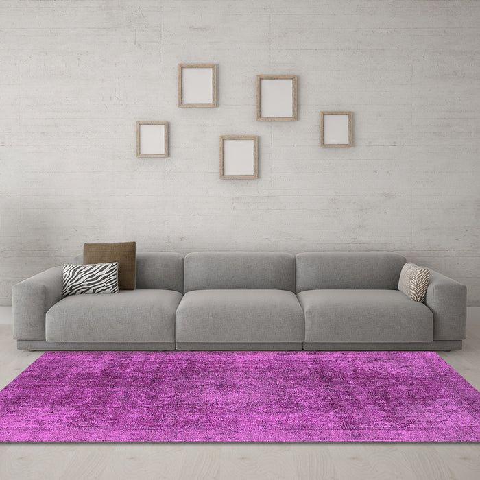 Machine Washable Oriental Pink Industrial Rug in a Living Room, wshurb587pnk