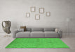 Machine Washable Oriental Green Industrial Area Rugs in a Living Room,, wshurb588grn