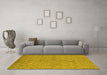 Machine Washable Oriental Yellow Industrial Rug in a Living Room, wshurb588yw