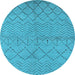 Round Machine Washable Oriental Light Blue Industrial Rug, wshurb588lblu