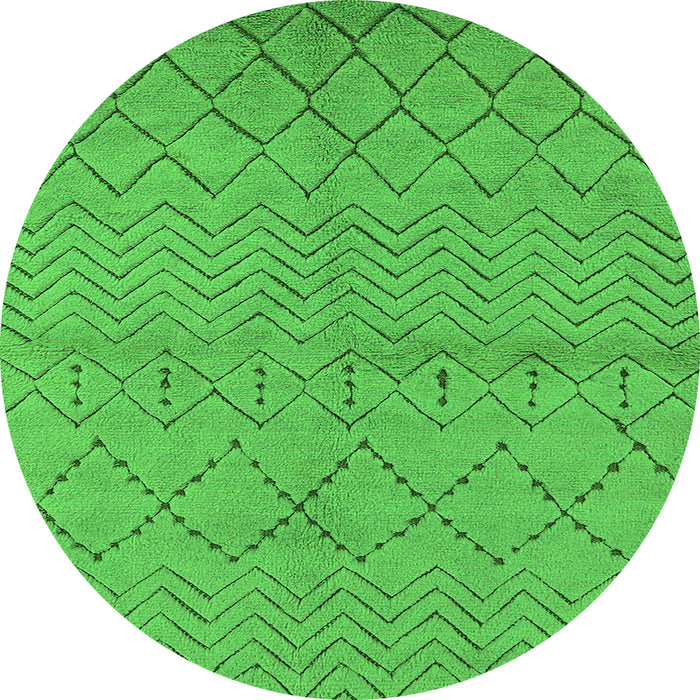 Round Machine Washable Oriental Green Industrial Area Rugs, wshurb588grn
