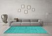 Machine Washable Oriental Turquoise Industrial Area Rugs in a Living Room,, wshurb588turq