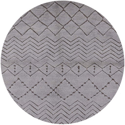 Round Machine Washable Industrial Modern Dark Gray Rug, wshurb588