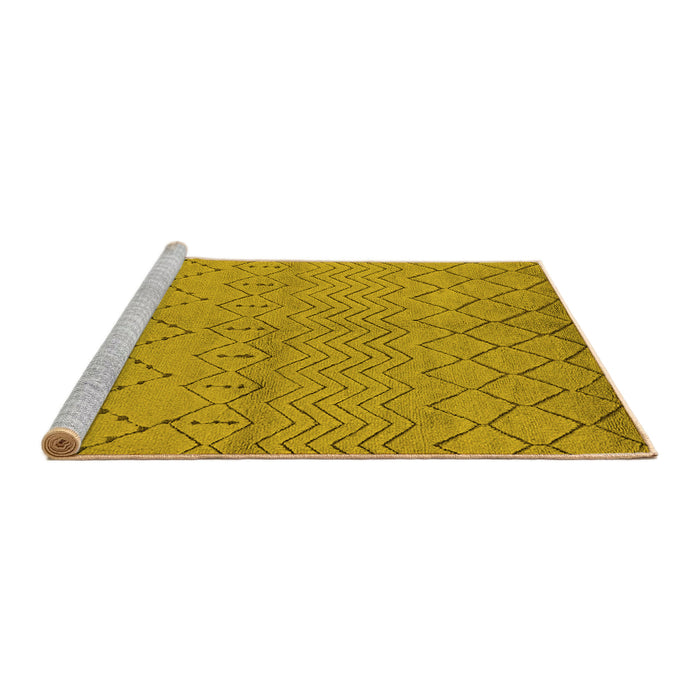 Sideview of Machine Washable Oriental Yellow Industrial Rug, wshurb588yw