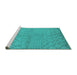 Sideview of Machine Washable Oriental Turquoise Industrial Area Rugs, wshurb588turq