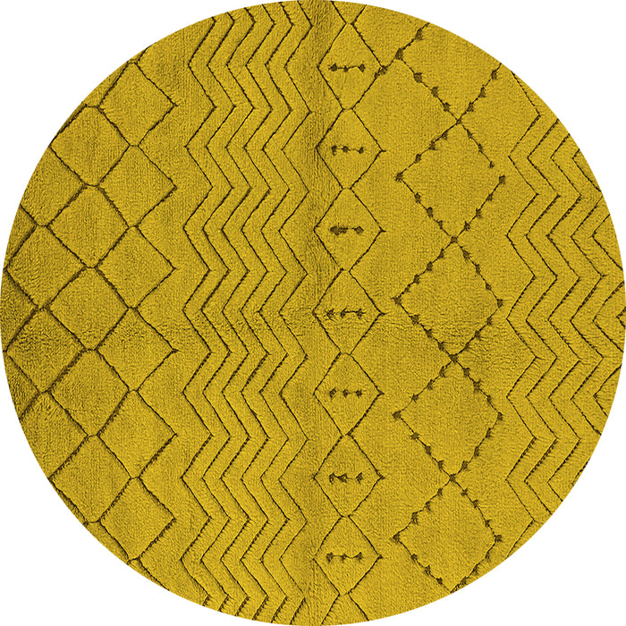 Round Machine Washable Oriental Yellow Industrial Rug, wshurb588yw
