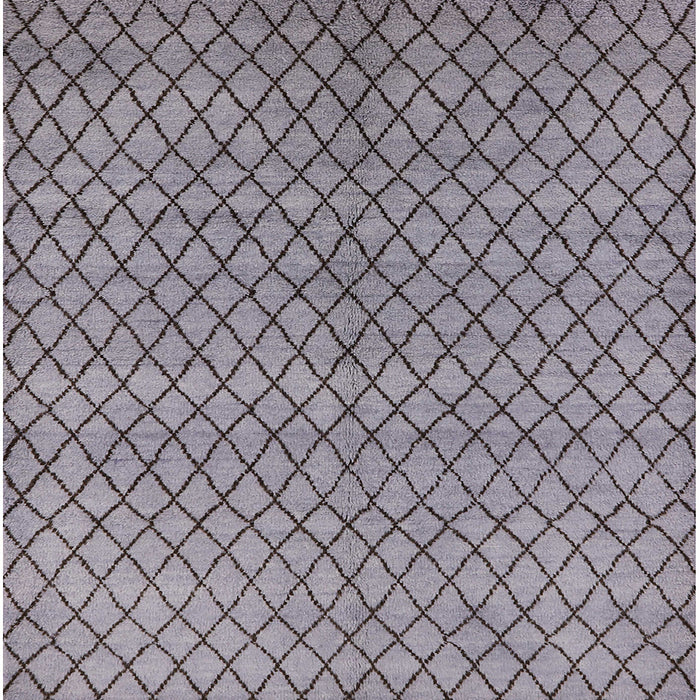 Square Mid-Century Modern Cloudy Gray Oriental Rug, urb589