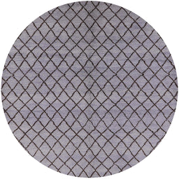 Round Mid-Century Modern Cloudy Gray Oriental Rug, urb589